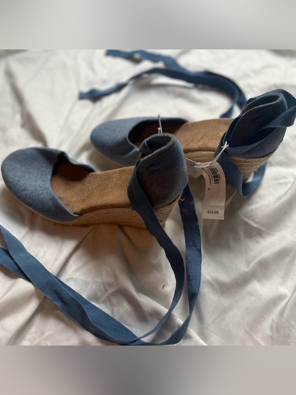 Blue Denim Tie Up Espadrille Wedge ⋆｡˚✩